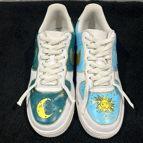 🔥Custom NIKE AIR FORCE 1 Low Sneakers Sun&Moon Day&Night - Rare One of One - EU - Picture 2 of 14
